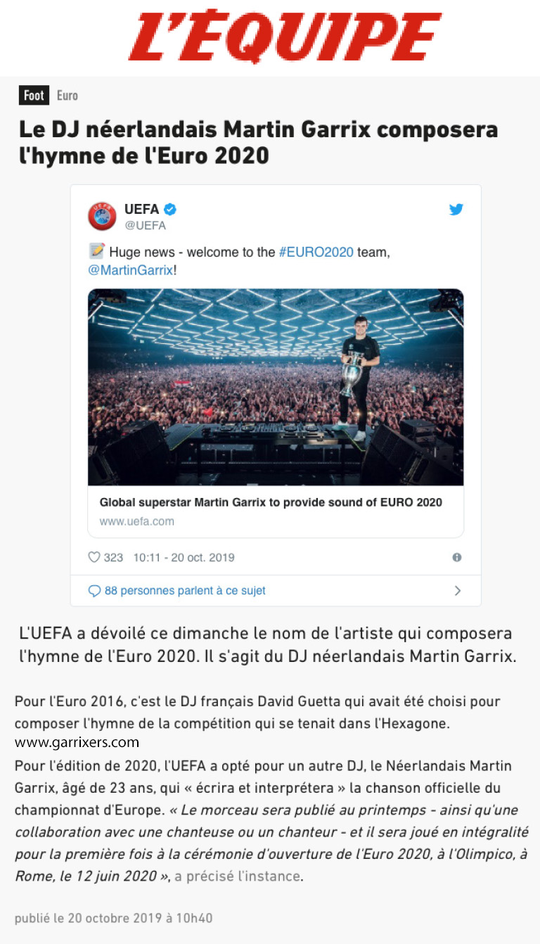 Martin Garrix in L'Equipe on garrixers.com