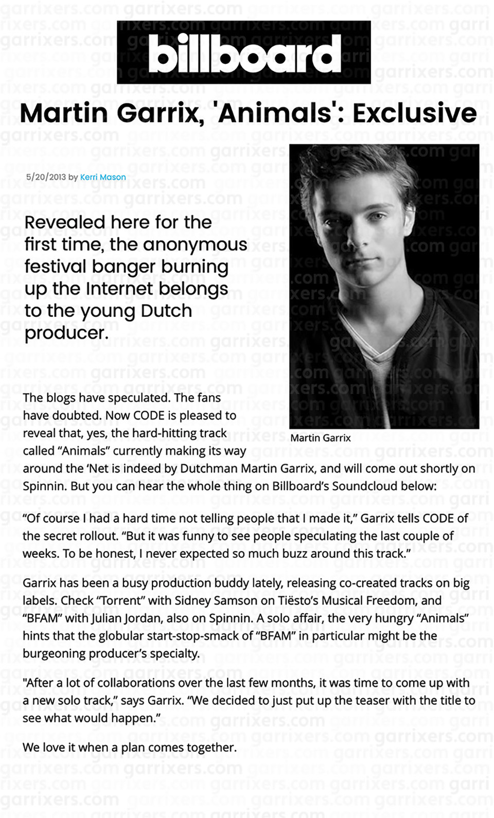 Martin Garrix in Billboard on garrixers.com